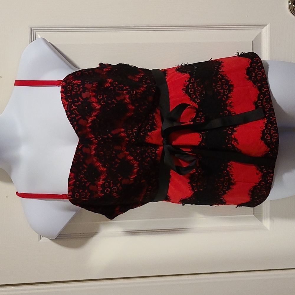 Lane Bryant Red and Black Lace Camisole